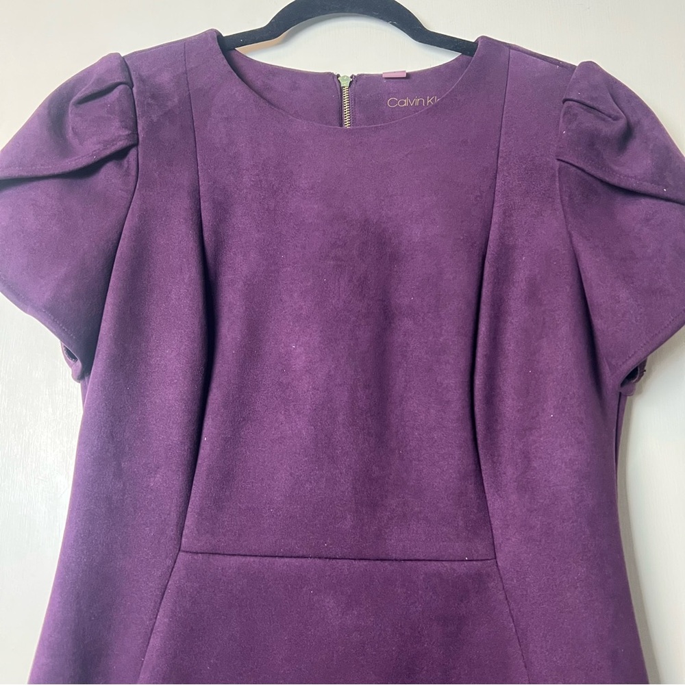 Calvin Klein Women’s Tulip-Sleeve Scuba-Crepe Sheath Dress Back Zip Midi Sz 8 - Picture 5 of 9